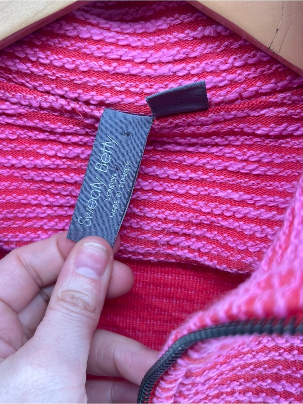 Sweaty Betty Textured Half Zip Pullover Hot Pink Cotton Blend Sweatshirt Size S - Picture 12 of 13